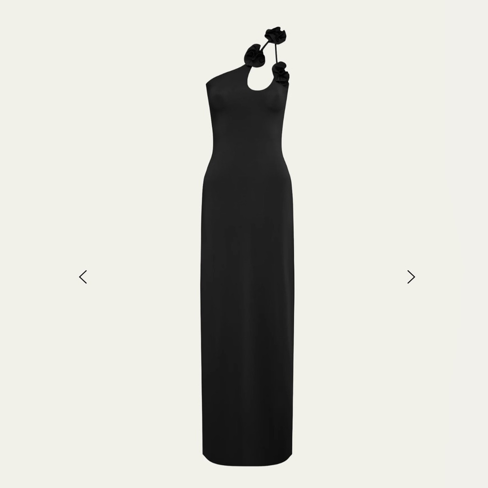 Black Maygel Coronel Celosia Asymmetric Maxi Dress